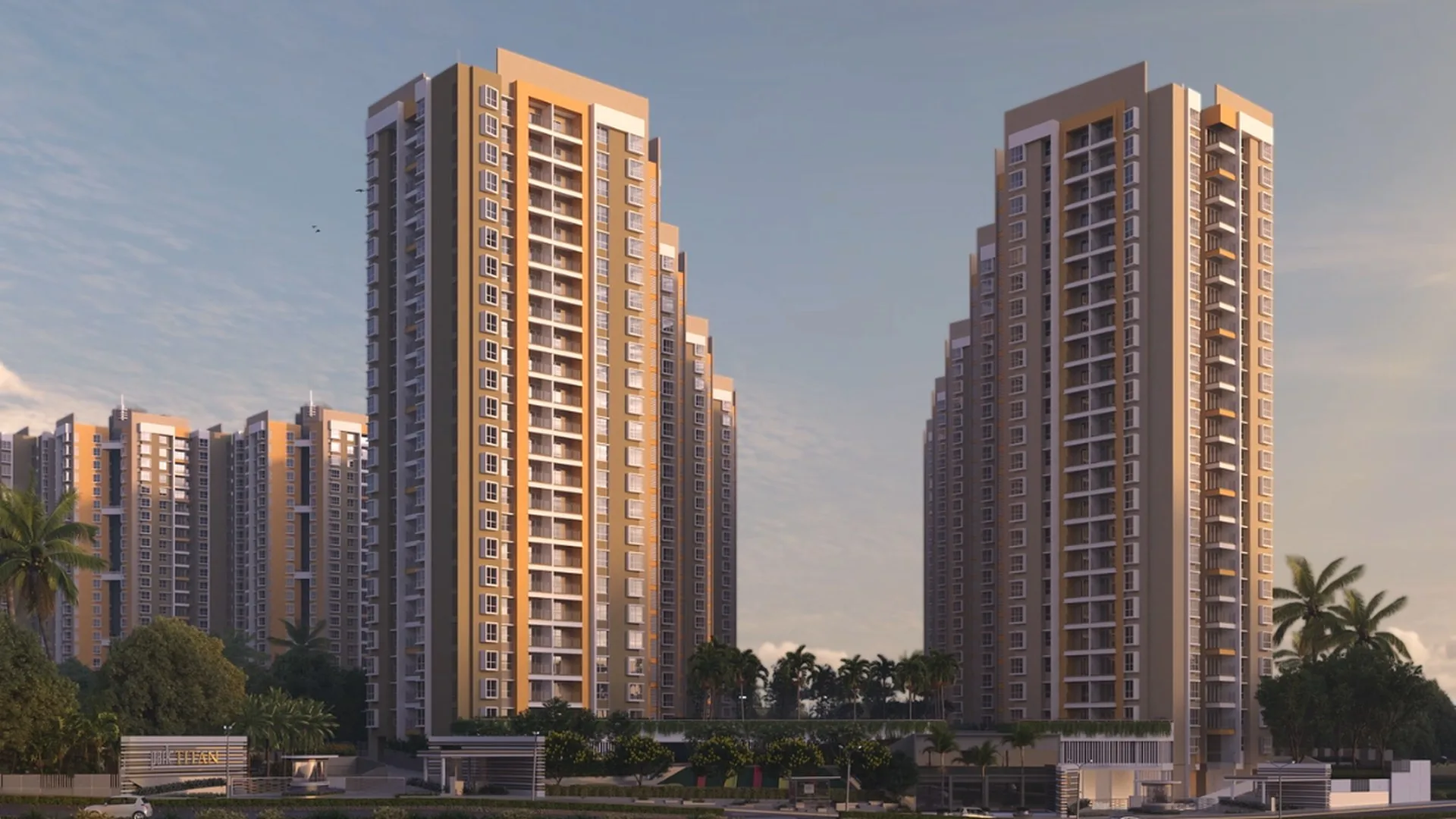 Park Titan towers at golden hour